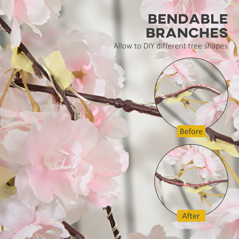 Bendable branches of the artificial pink blossom tree