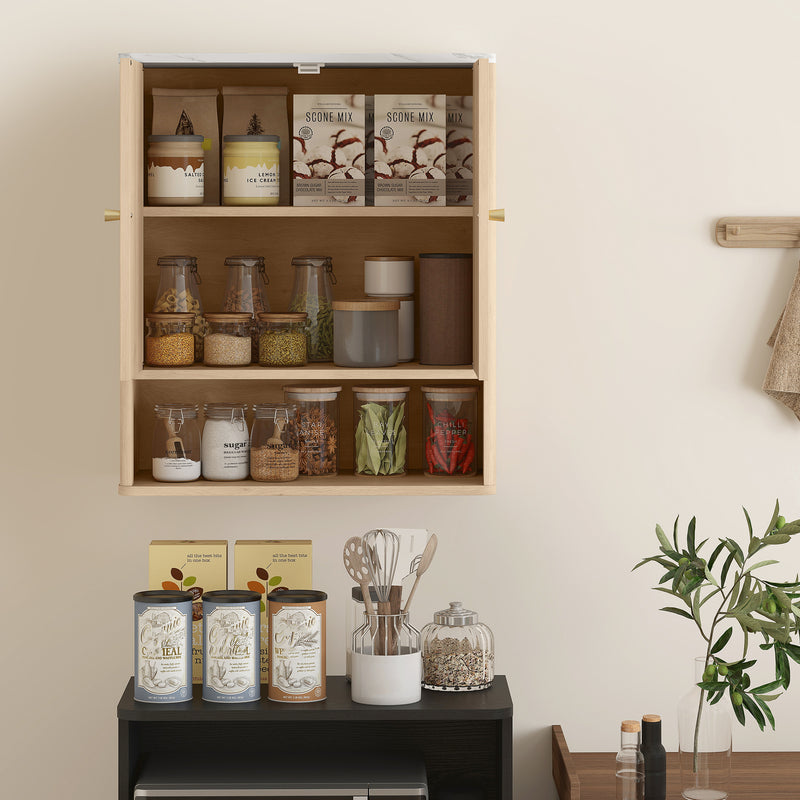 Bathroom wall cabinet in oak & white – image 7