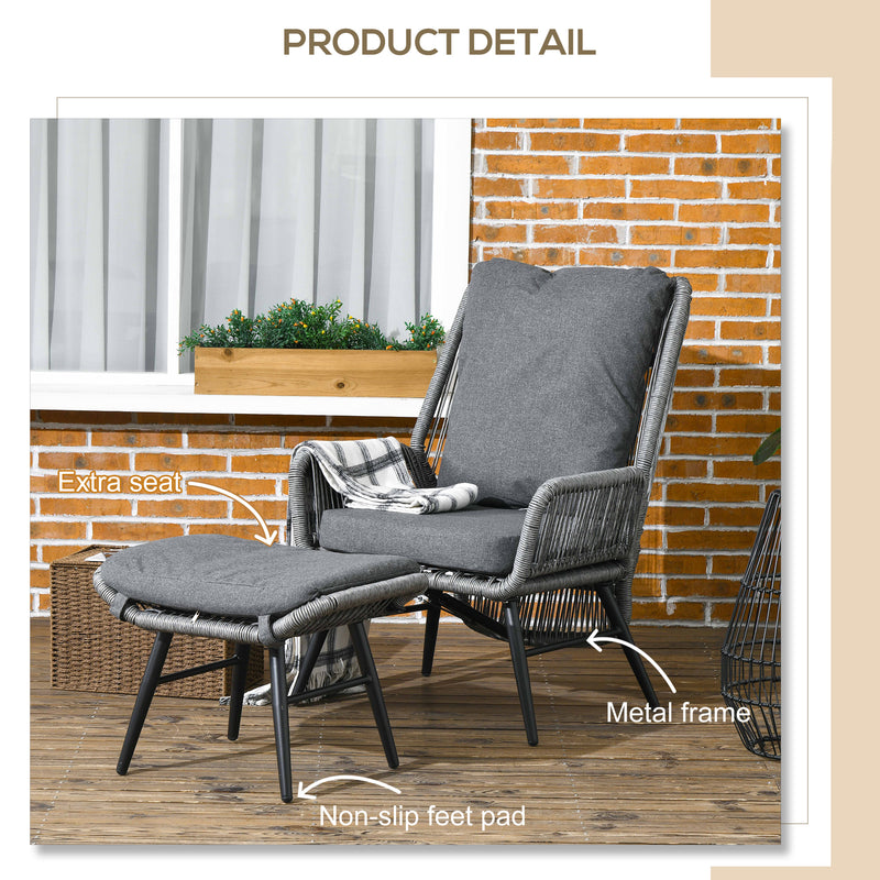 Rattan armchair and footstool set – image 6