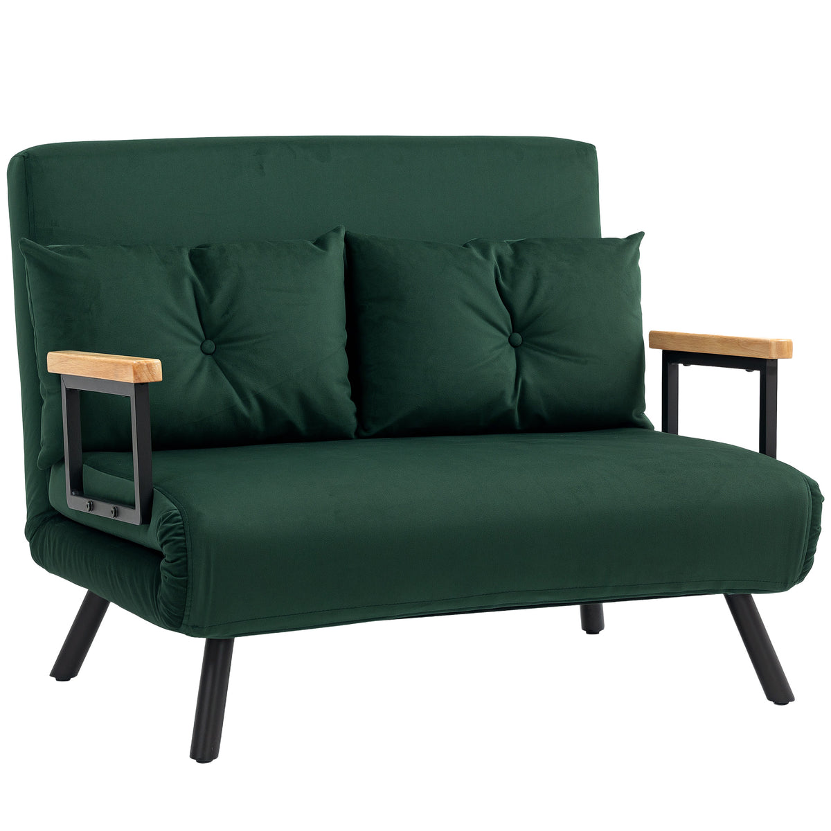 4-in-1 Velvet Double Sofa Bed with 5-Position Back – Green