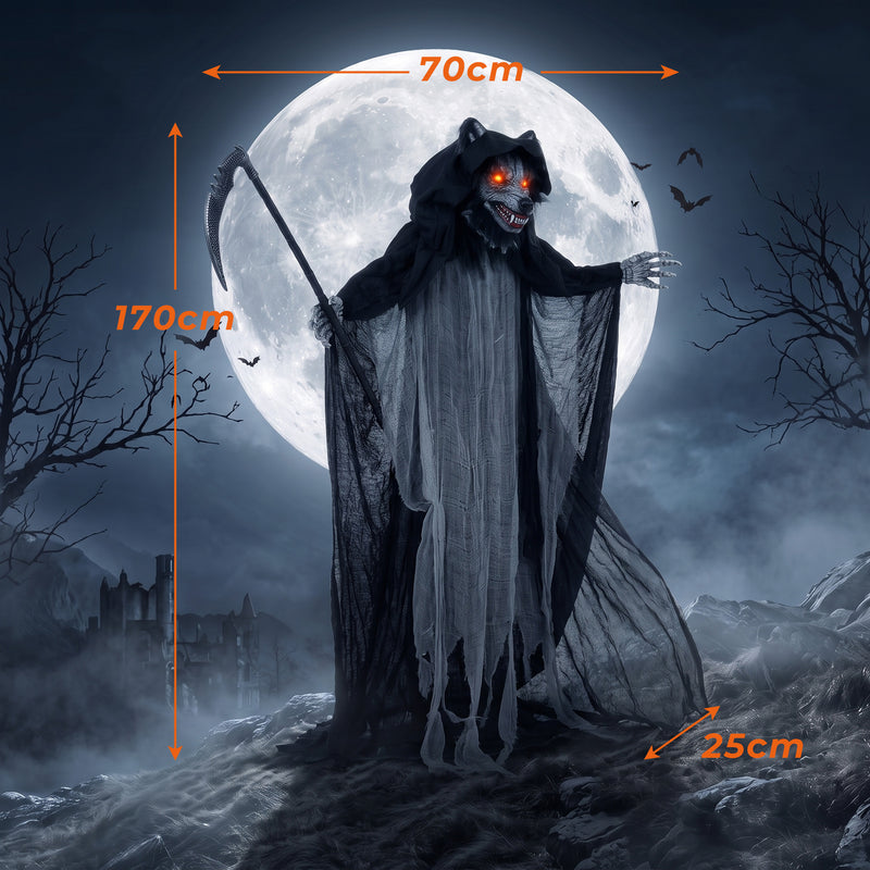 170cm Animated Werewolf with Sickle, Glowing Eyes & Sound – image 3 of 9