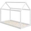 White solid pine house-shaped single bed frame with roof frame