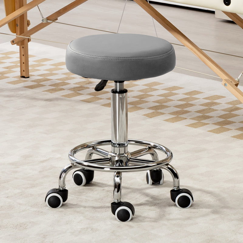 Grey round rolling stool – image 2