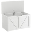 HOMCOM 100L Home Storage Box, with Safety Hinge - White Wood-Effect