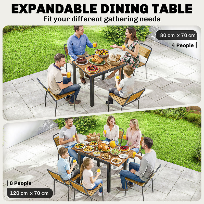 Extending acacia wood garden dining table – image 5