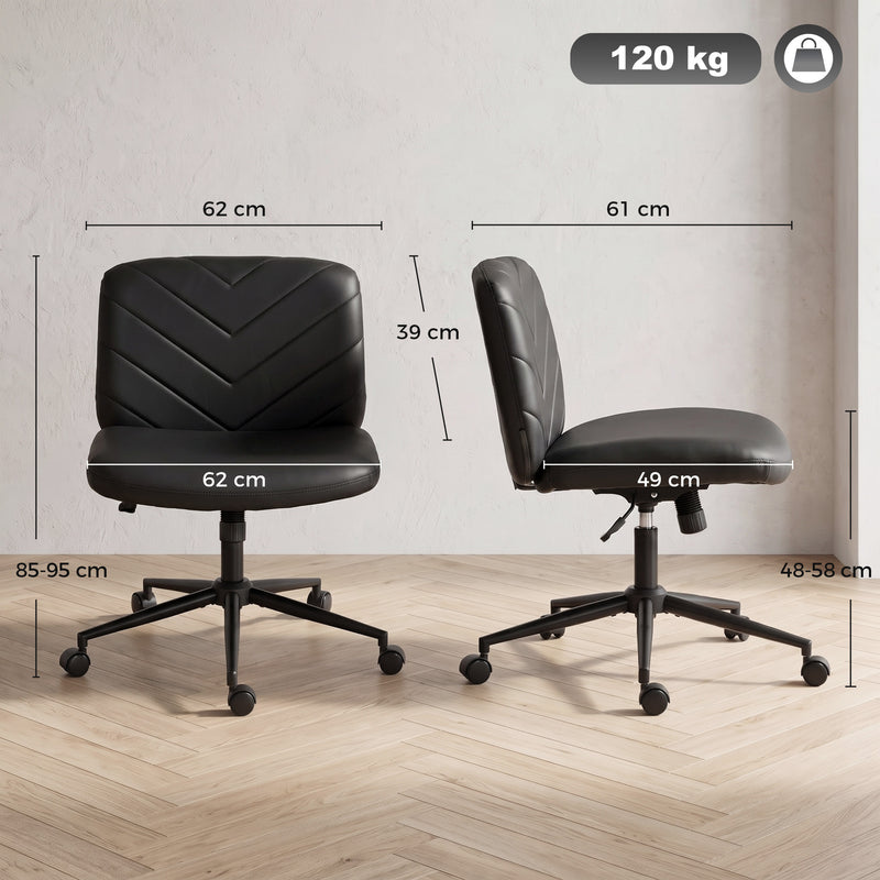 HOMCOM Home Office Desk Chair Height Adjustable Swivel Chair Cross Legged Wide Seat Swivel Wheels Black – view 3