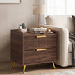 HOMCOM Elegant Two-Drawer Bedside Table - Walnut Brown – view 2