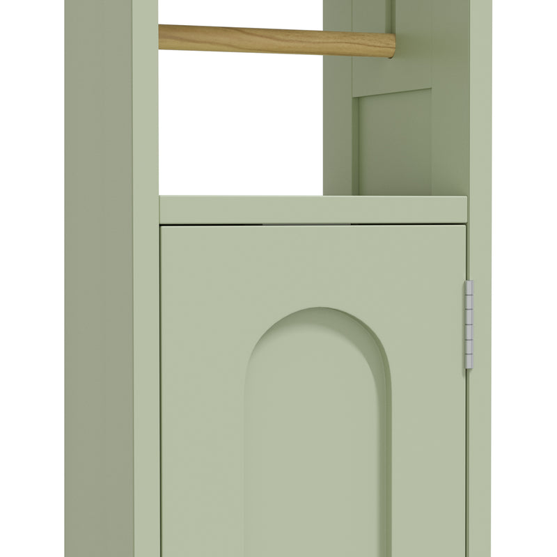HOMCOM Small Bathroom Storage Cabinet with Toilet Roll Holder - Light Green – view 10