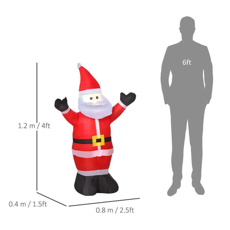 Size diagram of the 4ft Santa Christmas inflatable