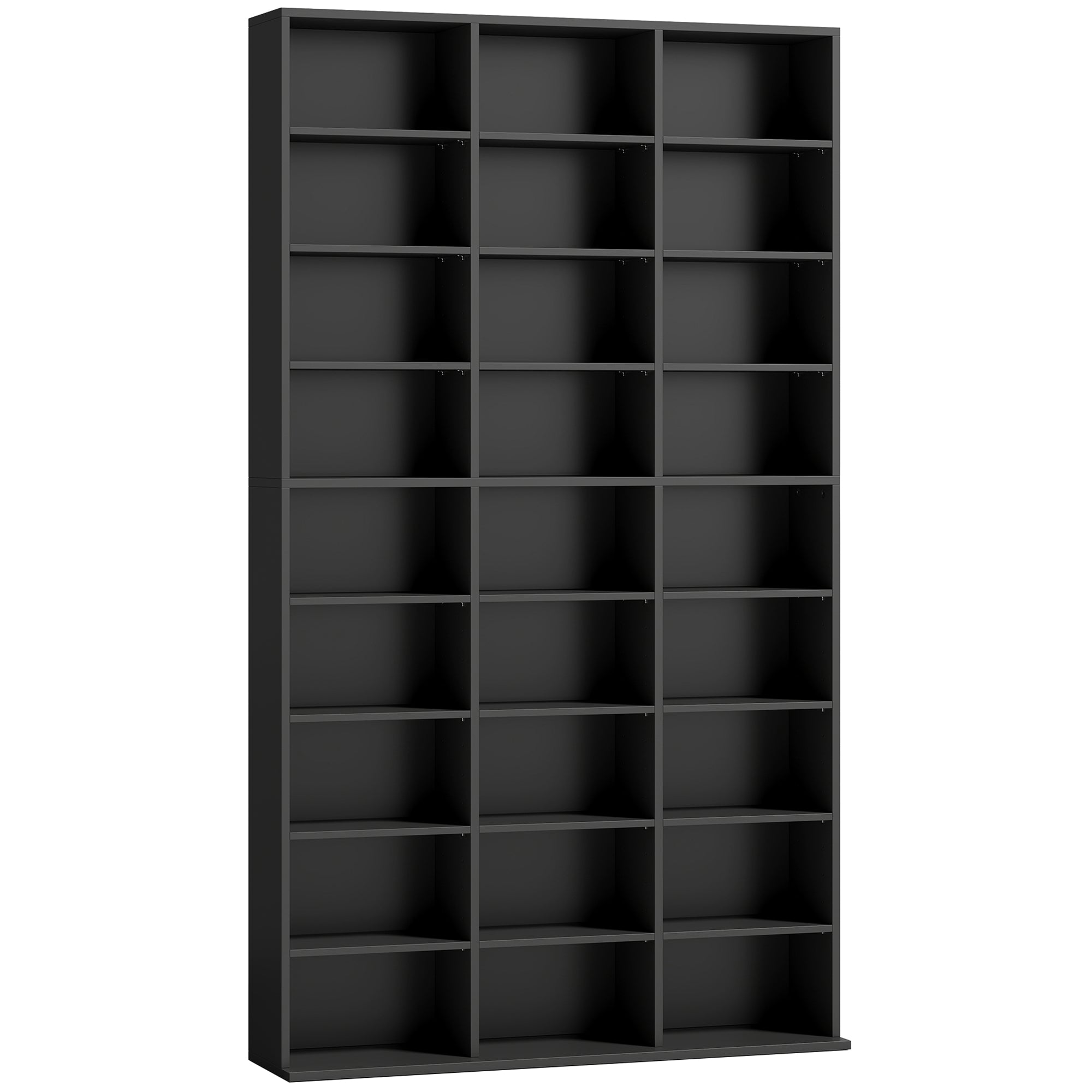 835 CD/500 DVD Storage Unit, Blu-ray Media Storage Shelf with 27 Compartments and 21 Adjustable Shelves, Black