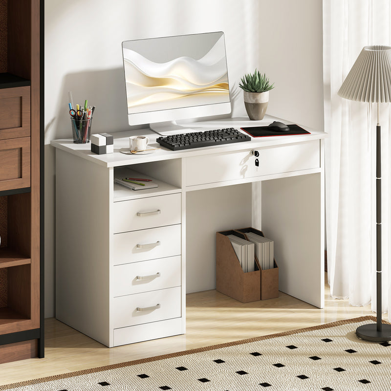 110 cm computer desk with 5 drawers – image 2