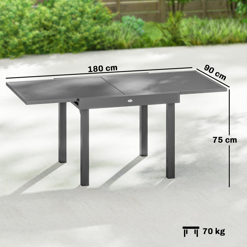 Extending slatted aluminium garden table dark grey – image 3
