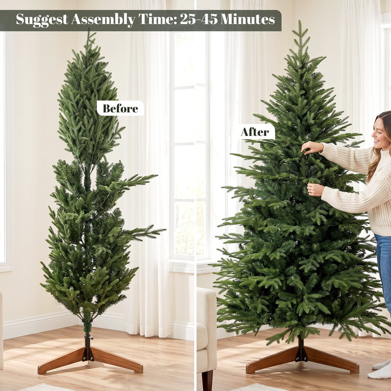 6ft Christmas tree with pine wood stand – image 7