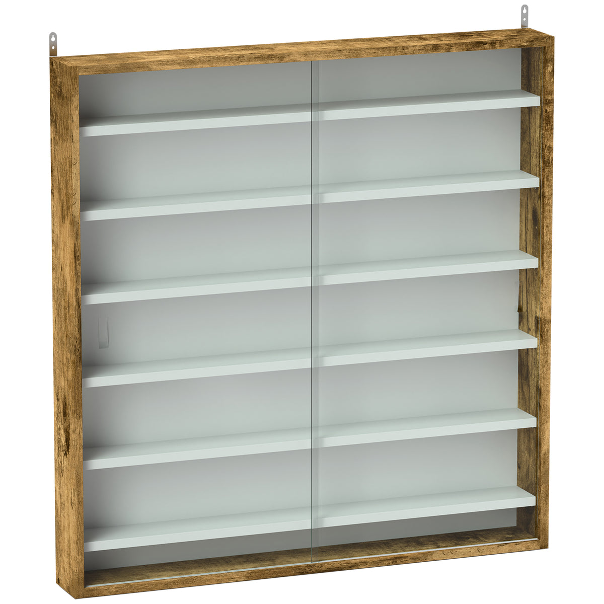 83 cm Wall Display Cabinet with 6 Adjustable Shelves – Rustic Brown