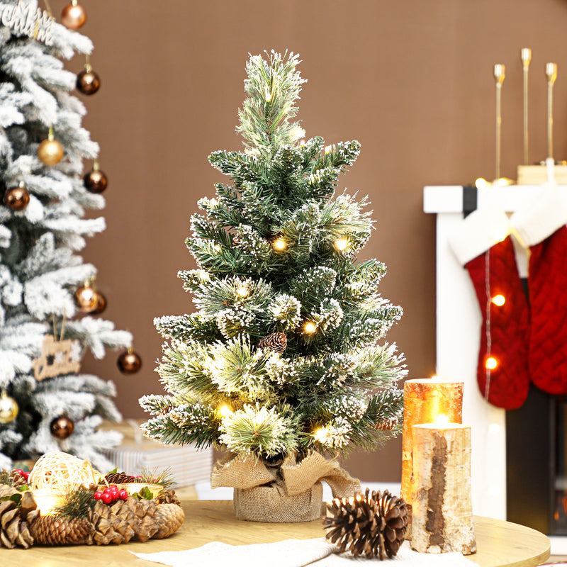 60 cm snowy tabletop tree with pine cones – image 2
