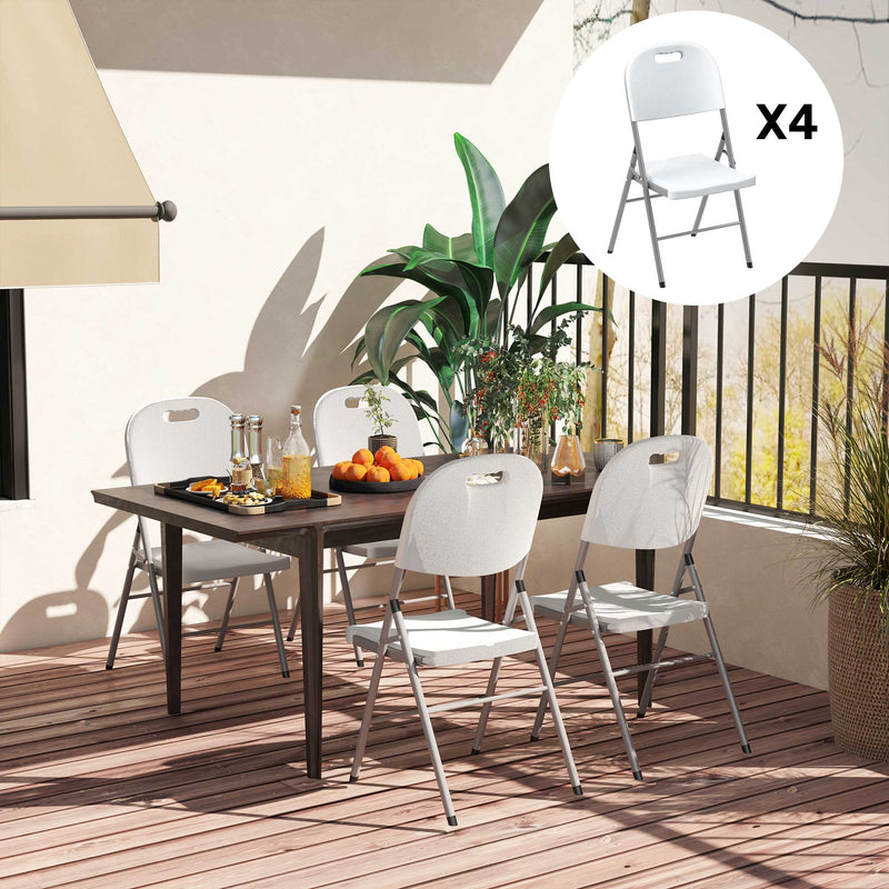 Outsunny Set of Four Foldable Outdoor Chairs - White – view 9