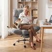 HOMCOM Executive Office Chair Height Adjustable Desk Chair Reclining Flip-up Armrest Footrest, Grey – view 9