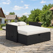 Outsunny Rattan Garden Daybed, Double Sun Lounger with 5-Level Adjustable Back, Storage Ottoman, Cream White – view 10