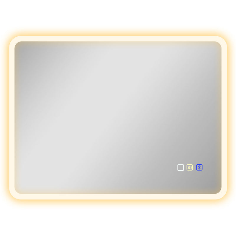 80 x 60 cm LED bathroom mirror with Bluetooth speaker and anti-fog pad