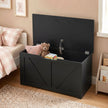 HOMCOM 100L Home Storage Box, with Safety Hinge - Black Wood-Effect – view 8