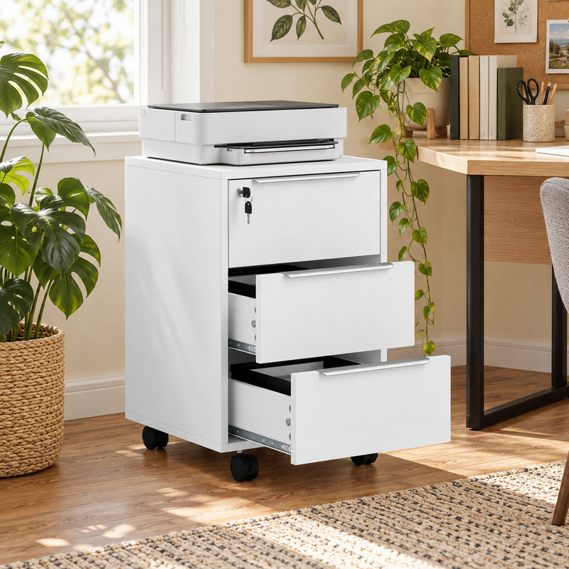 White 3-drawer lockable cabinet – image 8