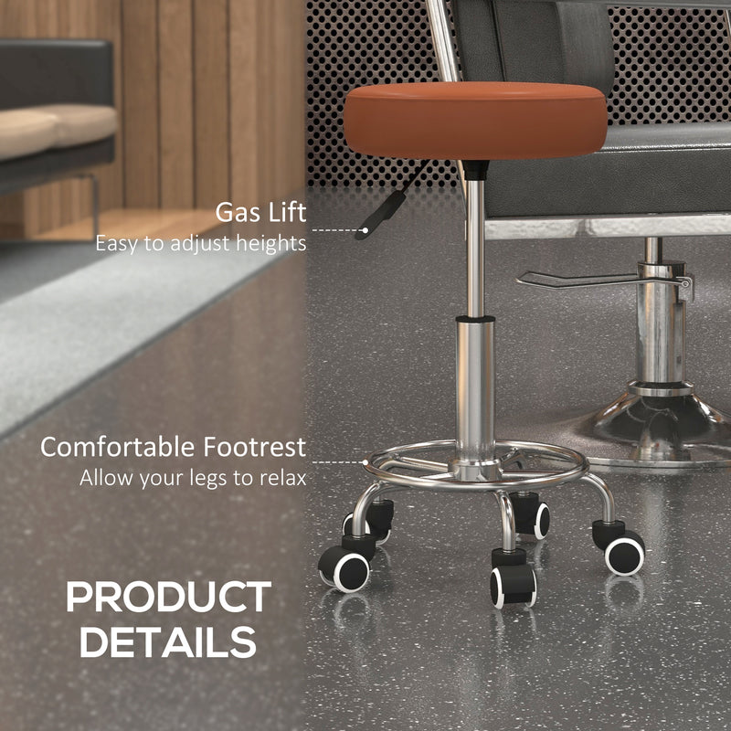 Brown round rolling stool – image 8