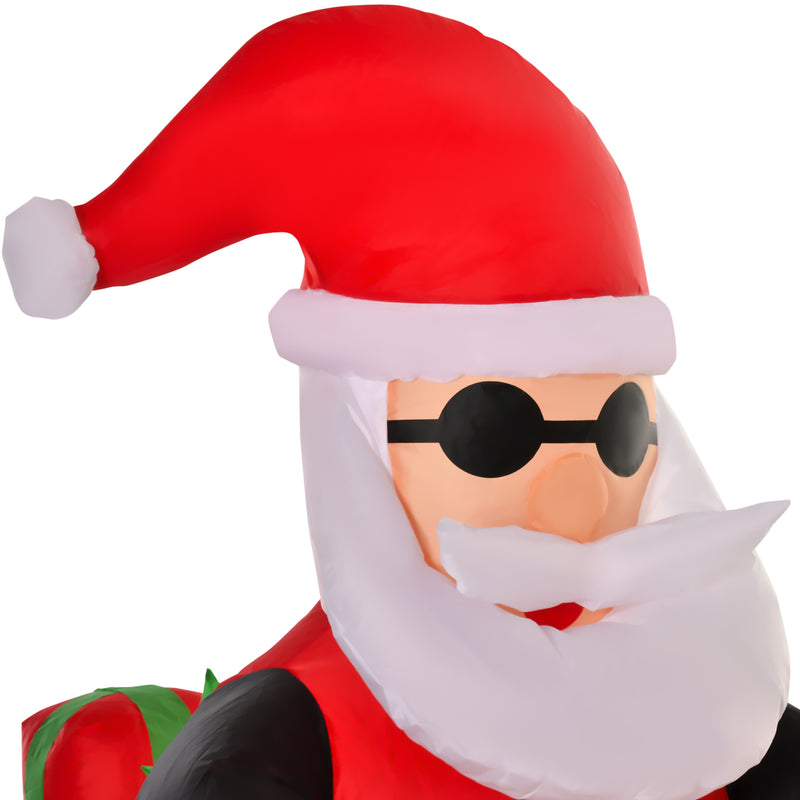 Close-up of a decorative detail on the 5.5ft Santa on motorcycle Christmas inflatable