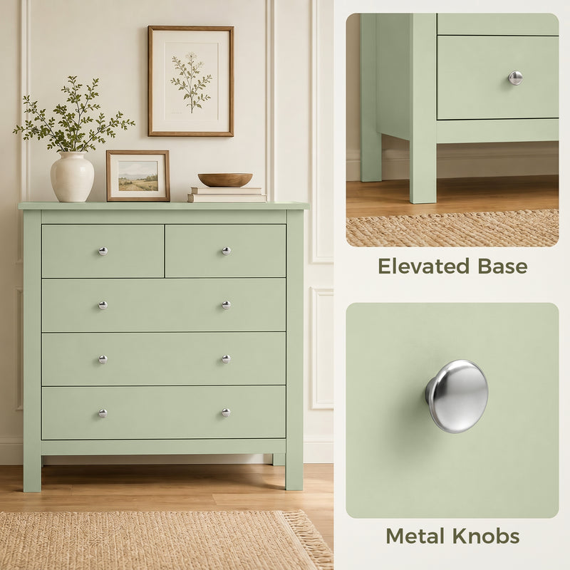 HOMCOM 5 Drawer Chest of Drawers, Modern Dresser for Bedroom, Bedside Storage Cabinet, Wide Storage Unit with Glide – view 6