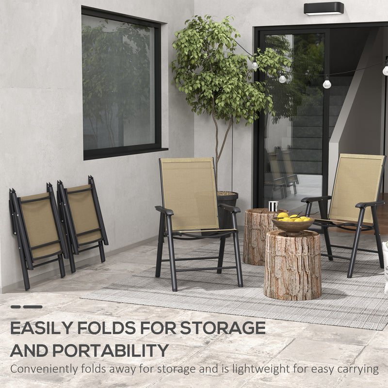 Outsunny Set of Four Folding Garden Chairs - Light Brown – view 5
