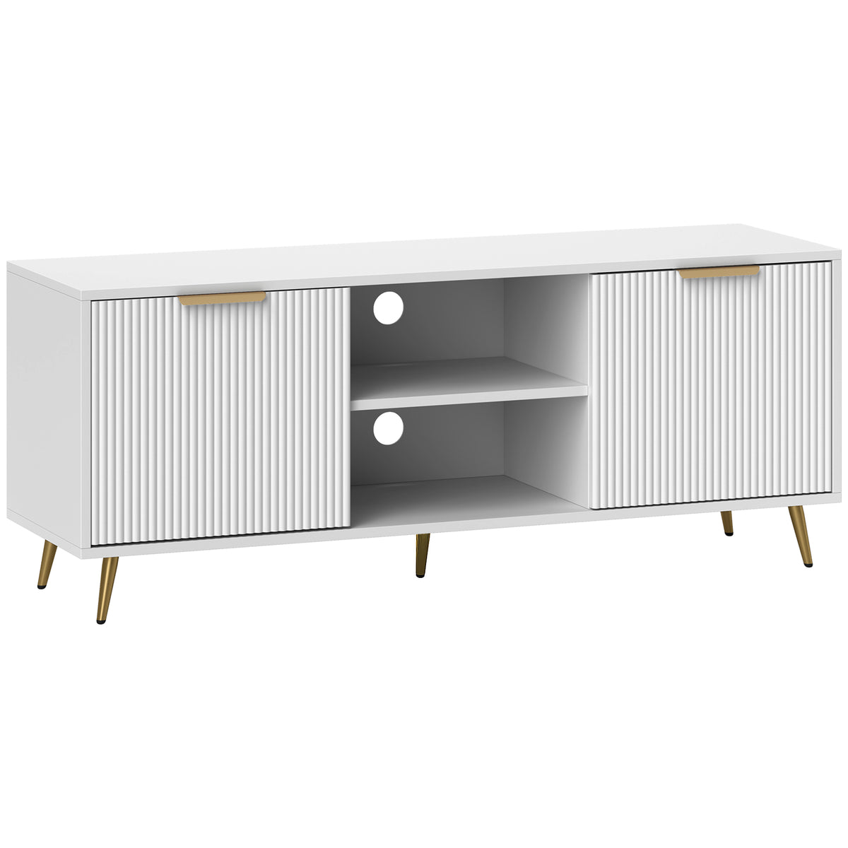 120 cm TV Stand with 2 Cabinets & Open Shelves – White