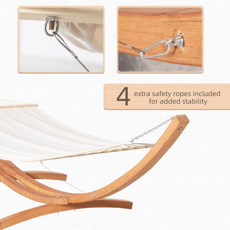 Outsunny Outdoor Garden Hammock with Wooden Stand Swing Hanging Bed for Patio White – view 5
