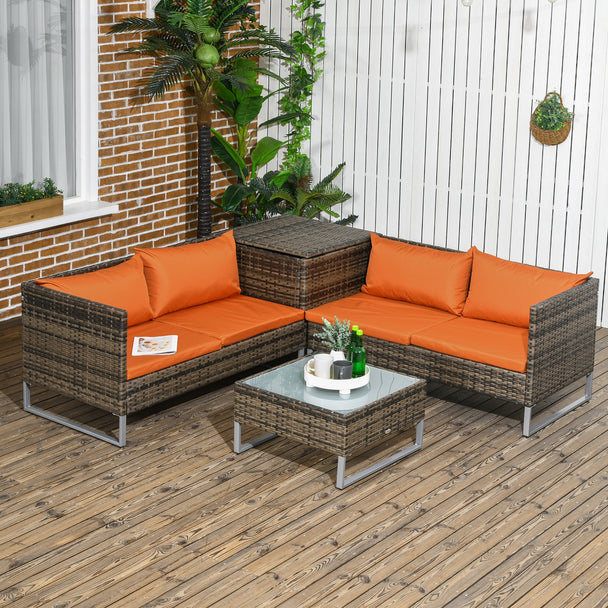 Rattan corner sofa set with storage – image 2