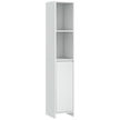 Narrow white 160 cm bathroom cabinet with two open compartments and lower cupboard