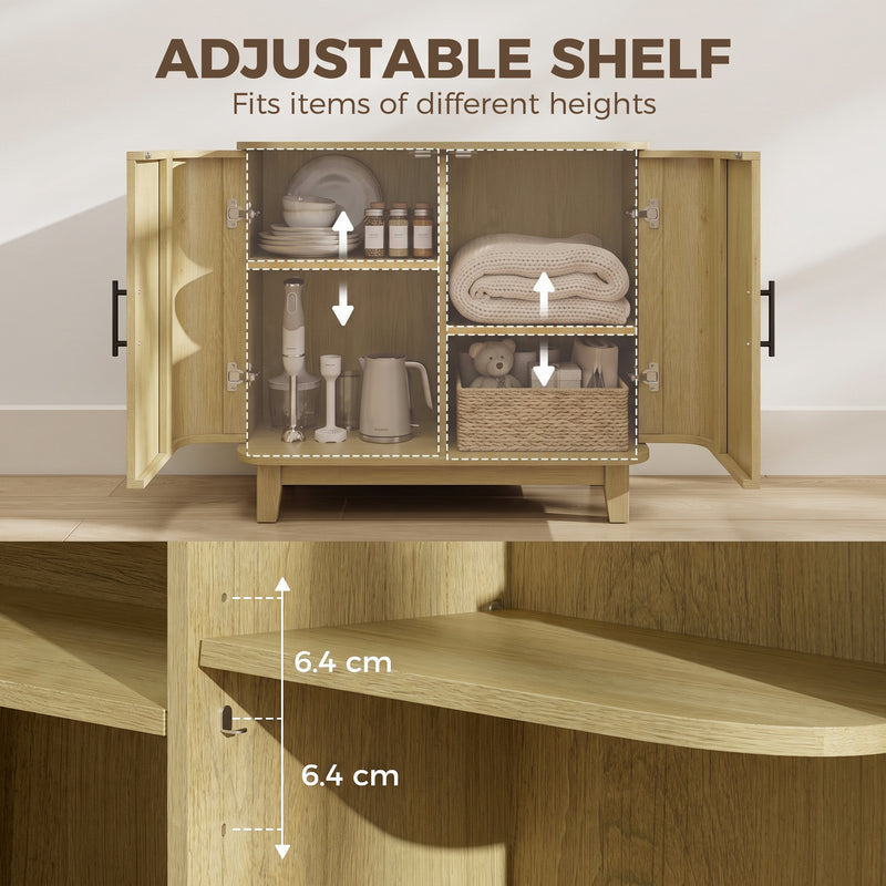 HOMCOM 80cm Sideboard Buffet Cabinet, Storage Cabinet with 2 Curved Doors, Adjustable Shelf and Legs for Dining Room – view 5