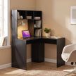 HOMCOM Modern Corner Computer Desk, L Shaped Desk with Monitor Stand and Storage Shelves for Home Office, Bedroom, Black – view 9