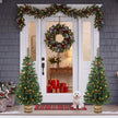 Set of 2 pre-lit pine trees in barrel pots – image 8
