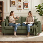 Loveseat Sofa with Wide Seat, Corduroy 2 Seater Couch with Deep Seat, Spring Cushion, Green