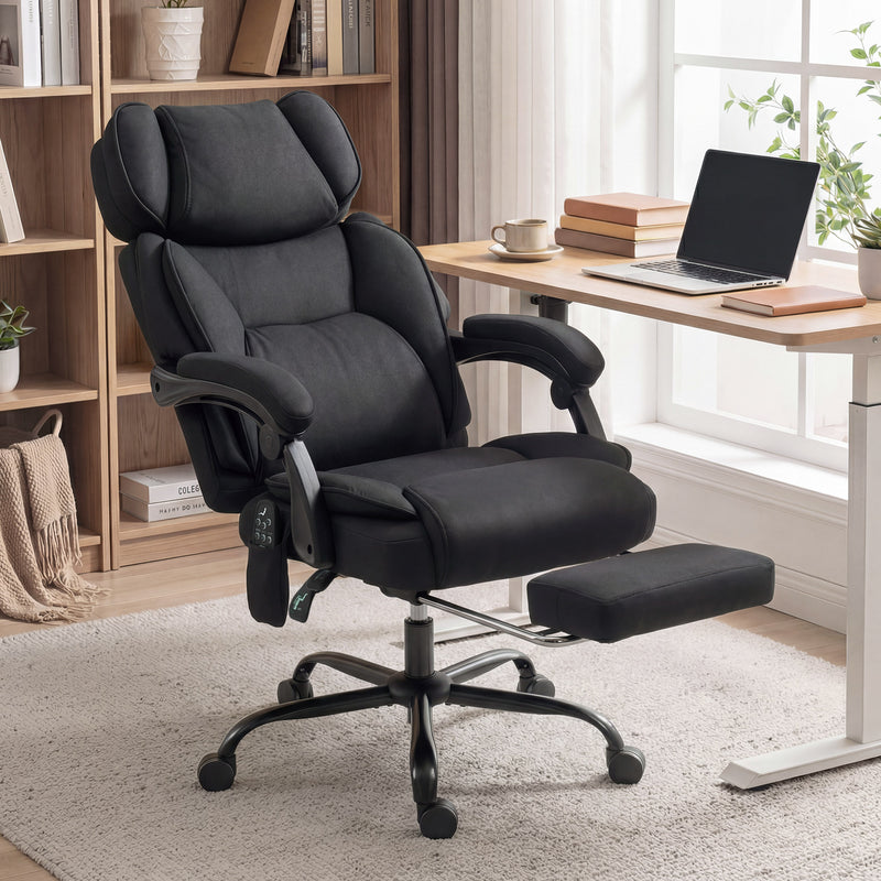 HOMCOM High Back Vibration Massage Office Chair Heated Reclining Computer Chair w/ Adjustable Height, Swivel Wheels – view 2