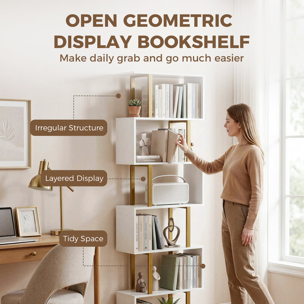 Industrial Freestanding Bookshelf, Storage Shelving Unit for Bedroom and Living Room
