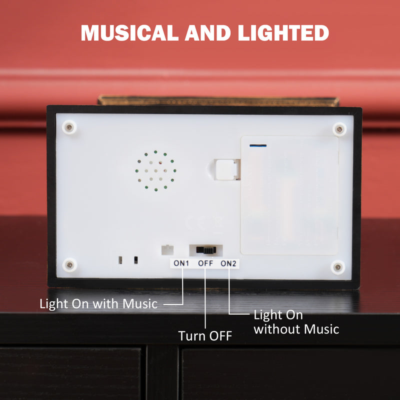 Battery and music switches underneath the lantern