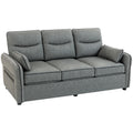 3 Seater Sofa, Faux Leather Couch - Grey