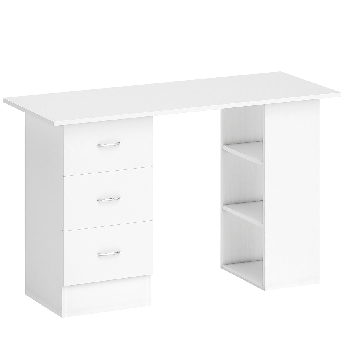 HOMCOM Computer Desk, Home Office Desk, Writing Table, PC Workstation with 3 Storage Shelves and 3 Drawers for Working
