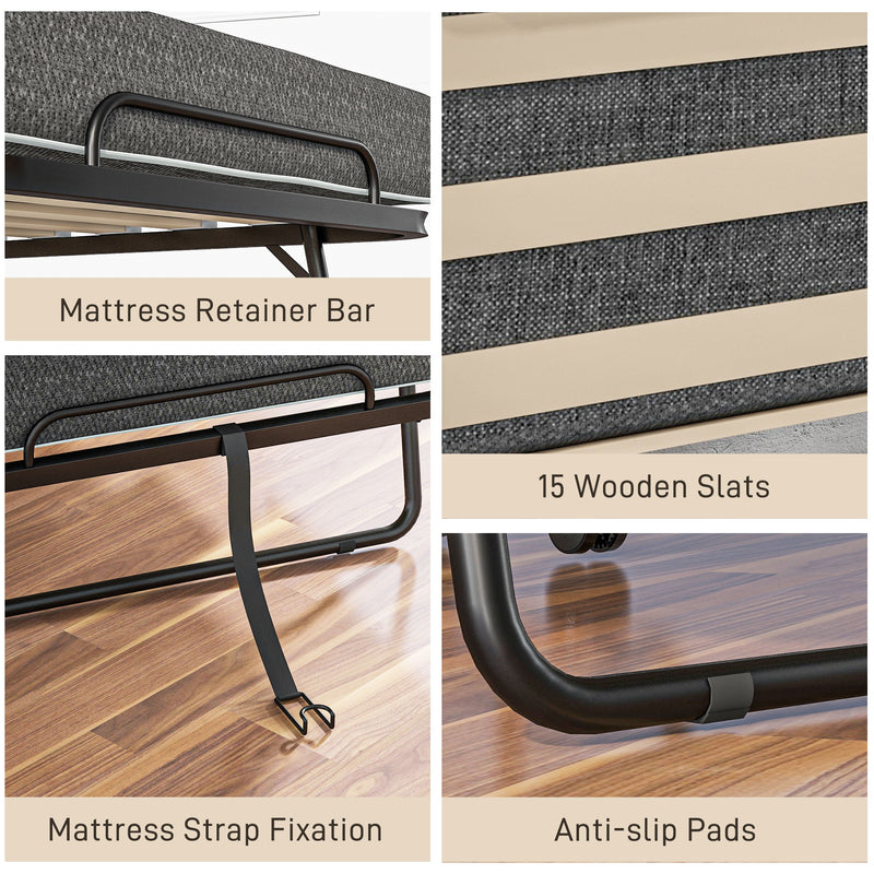 Dark grey single folding bed – image 7