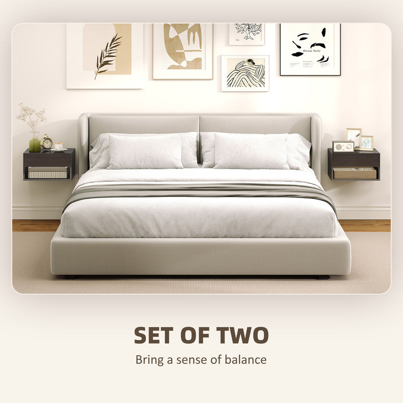 HOMCOM Floating Bedside Tables Set of 2, Wall Mounted Nightstand, High Gloss Black – view 4