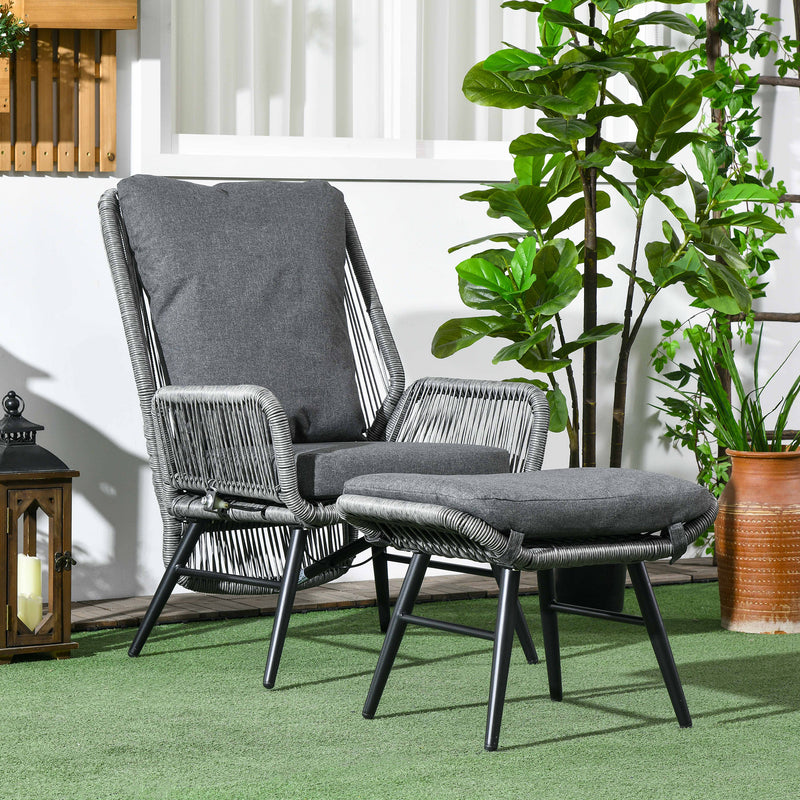 Rattan armchair and footstool set – image 2