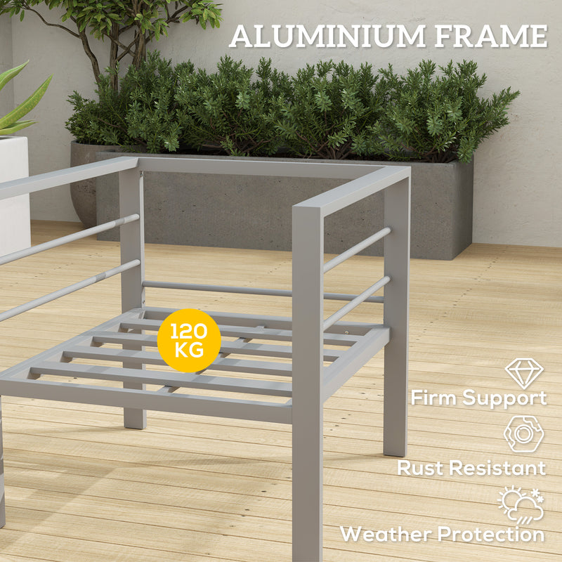 Outsunny Garden Sofa, All-Weather Garden Single Sofa with Removable Cushions, Metal Frame Outdoor Furniture for – view 5