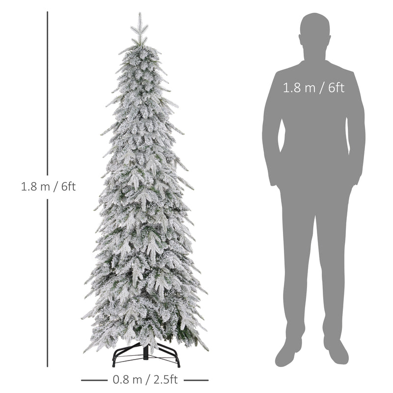 6ft snow-covered slim Christmas tree – image 3