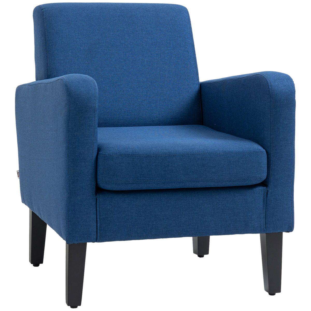 Boxy Linen-Look Armchair with Pocket Springs – Blue