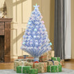 HOMCOM 4FT Artificial Fibre Optic Christmas Tree Seasonal Decoration w/ LED Lights Pre-Lit Easy Store White Blue – view 2