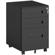 Black 39 cm wide steel 3-drawer filing cabinet with top lock and castors